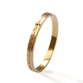 Goldenes Edelstahl-Armreif mit minimalistischer Herzfrequenz-Gravur für Damen und Herren - Gold