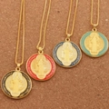 Saint Benedict gold-plated religious medal necklace set in four enamel color options - 4 Colors Set (QCDZ2107-26001)