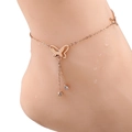 Minimalistisches 18K Roségold Schmetterling Fußkettchen mit Zirkon-Quasten Dekor - Roségold