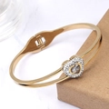 Bracciale a cuore a doppio strato in oro 18k con micro-diamanti e pietra centrale a cuore - Oro