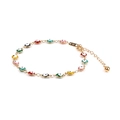 18K gold plated anklet with colorful evil eye enamel charms in multiple vibrant hues - Gold