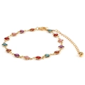 18K gold plated anklet featuring colorful glittery star charms and adjustable lobster clasp - Gold Multicolor Star