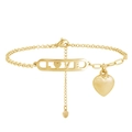 Bracelet en acier titane doré avec barre LOVE et pendentif cœur sur fond blanc - Or