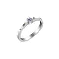 Elegant minimalist silver solitaire ring with a round clear zircon in a classic setting - Silver