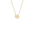 Elegante collana in acciaio al titanio dorato con ciondoli a cuore traforati intrecciati - Oro