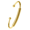 Minimalistische zilveren veerarmband met gepolijste metalen bollen op wit decor - Goud