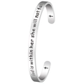Roestvrijstalen armband met God is within her she will not fall gravering en kruis - Zilver (God Is In Haar Zij Zal Niet Vallen)