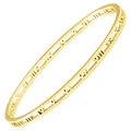 Bracciale rigido traforato in acciaio titanio oro 18K con numeri romani e chiusura a gancio - Oro 18K / Oro 18K