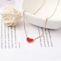Elegante collar de acero inoxidable chapado en oro 18K con colgante de corazón rojo - Oro rosa