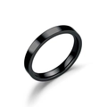 Modern black titanium steel flat band ring with a high-polished mirror finish - US 7 / 2mm Black