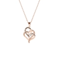 Rose gold heart pendant necklace with I love you to the moon and back engraving and crystal - Rose Gold