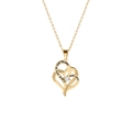 Goldene Herzkette mit Kristall und I love you to the moon and back Gravur für Damen - Gold