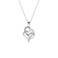 Detail of heart pendant with 'I love you to the moon and back' engraving and crystals - Steel