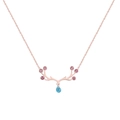 Collana corna di renna in oro rosa con cristalli rosa e blu cielo per donna - Oro rosa