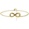 Damen Fußkette aus Titanstahl mit Unendlichkeitssymbol in 18k Gold Optik, verstellbar - Gold