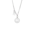 Makroaufnahme einer silbernen Edelstahl-Halskette mit doppelten H-Buchstabenanhängern - Silber