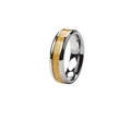 Minimalist two-tone stainless steel ring with silver polish and golden frosted texture - US 11 / Gold