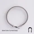 Bracelet câble argenté avec texture torsadée et fermoir à crochet incurvé pour femme - Fermoir Incurvé Homme 2ème Gén / Couleur Acier