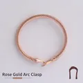Rose gold cable twist bangle with a curved horseshoe clasp and structural detail - Women's 2nd Gen Curved Clasp / Rose Gold