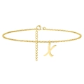 Golden stainless steel anklet with letter X pendant and 925 silver lobster clasp closure - Letter X