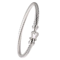 Bracciale rigido a cavo ritorto argento con chiusura a ferro di cavallo da donna - Color Acciaio