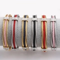 Lot de bracelets câbles torsadés en or et argent avec cuir coloré et cristaux - Or