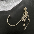 Nahaufnahme der goldenen Blumen-Ohrklemme mit funkelnden Zirkonen und langen Fransen - Blumen Quasten Stil (1-8#11)