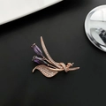 Elegant rose gold flower brooch with purple zircon petals and white crystal accents - Purple Zircon Brooch (39#XZ)