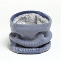 Blue knitted winter neck warmer with thick thermal fleece lining and wave pattern - Blue