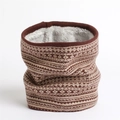 Winter Fair Isle knit neck warmer with thick faux fur lining for thermal protection - Flat 24x21cm / Brown