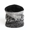 Cache-col tricoté d'hiver avec motif dégradé gris et doublure polaire chaude épaisse - Noir