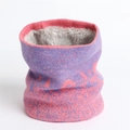 Tour de cou en tricot violet dégradé avec doublure polaire épaisse pour protection hiver - Rose