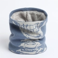 Scaldacollo blu in maglia con teschio bianco e dettaglio fodera in pile grigio - Azzurro