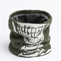 Scaldacollo in maglia verde oliva con teschio e fodera spessa per l'inverno freddo - Verde Militare