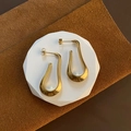 Elegant gold-tone minimalist U-shaped teardrop earrings with a high-polished finish - Gold U-Shape