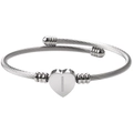 Bracelet jonc torsadé en acier inoxydable argenté avec un charm en forme de cœur - Lettre Argent I