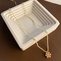 Handmade beaded necklace with orange flower pendant and pale yellow beads for women - Flower Necklace (05-A12)