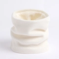 Winter white ribbed knit neck warmer with soft thermal fleece lining for men and women - White