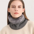Winter Strickschal für Damen und Herren mit dickem Fleece-Futter in Grau meliert - Grau