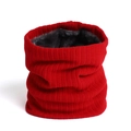 Winter thermal knit neck warmer in red with thick gray fleece lining for men and women - 24cmx22cm / Bright Red (WB66-11)