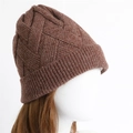 Coffee brown knitted beanie for autumn and winter with thick ribbed texture for warmth - One Size / Brown