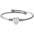 Bracelet câble en acier inoxydable argenté avec cœur gravé de la lettre O - Lettre Argent O
