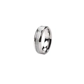 Anello in acciaio inossidabile lucido argento con inserto in meteorite e finitura liscia - US 9 / Argento