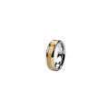 Two-tone stainless steel ring with polished silver edges and gold frosted center band - US 5 / Gold