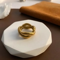 Chique 18K vergulde roestvrijstalen ring met een gedraaid en gevlochten ontwerp - Goud