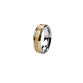 Minimalist silver stainless steel ring featuring a textured gold inner band inlay - US 8 / Gold