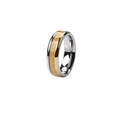 Two-tone stainless steel ring with a textured gold center band for men and women - US 10 / Gold