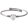Bracelet câble en acier inoxydable argenté avec breloque cœur et lettre Y gravée - Lettre Argent Y