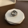 Minimalistische dubbellaagse verweven zilveren stalen ring gepolijst - Zilver