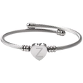 Bracelet câble en acier inoxydable argenté avec pendentif coeur gravé de la lettre Z - Lettre Argent Z